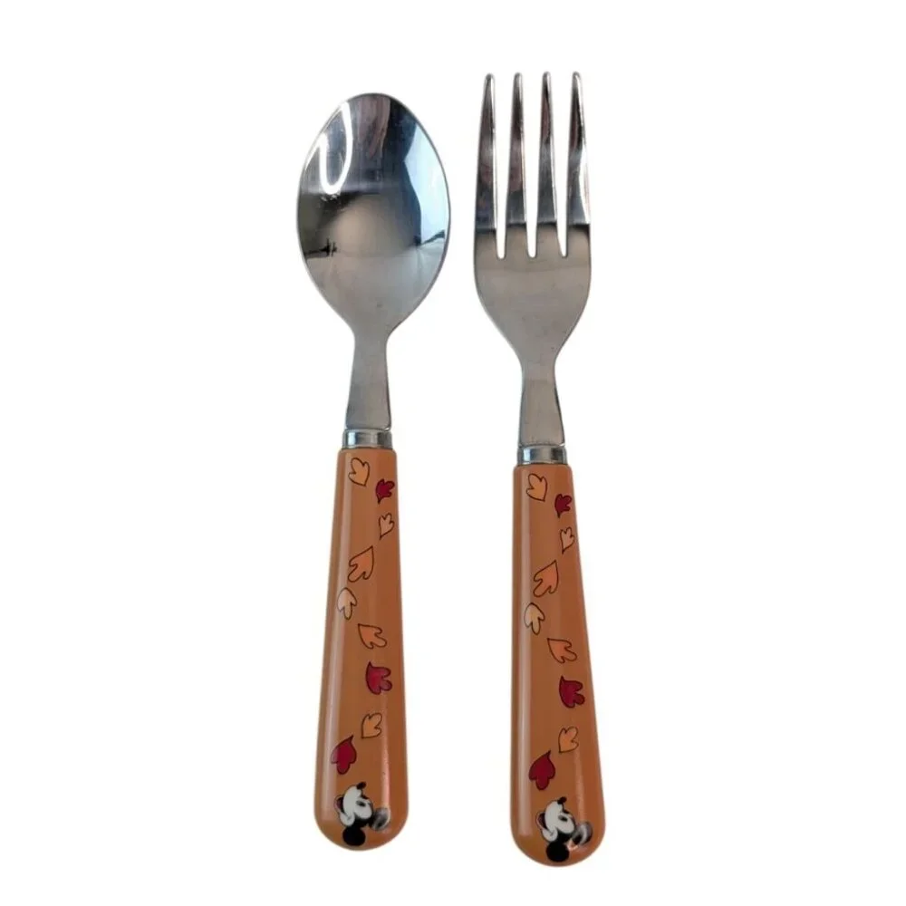 Pottery Barn Kids Mickey Mouse Thanksgiving Dinnerware Plate Bowl Cup Fork Spoon